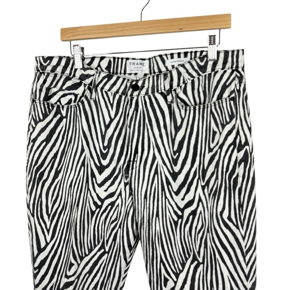Frame Denim Le High Straight Jeans Noir Multi Zebra Size 34 - Picture 11 of 15